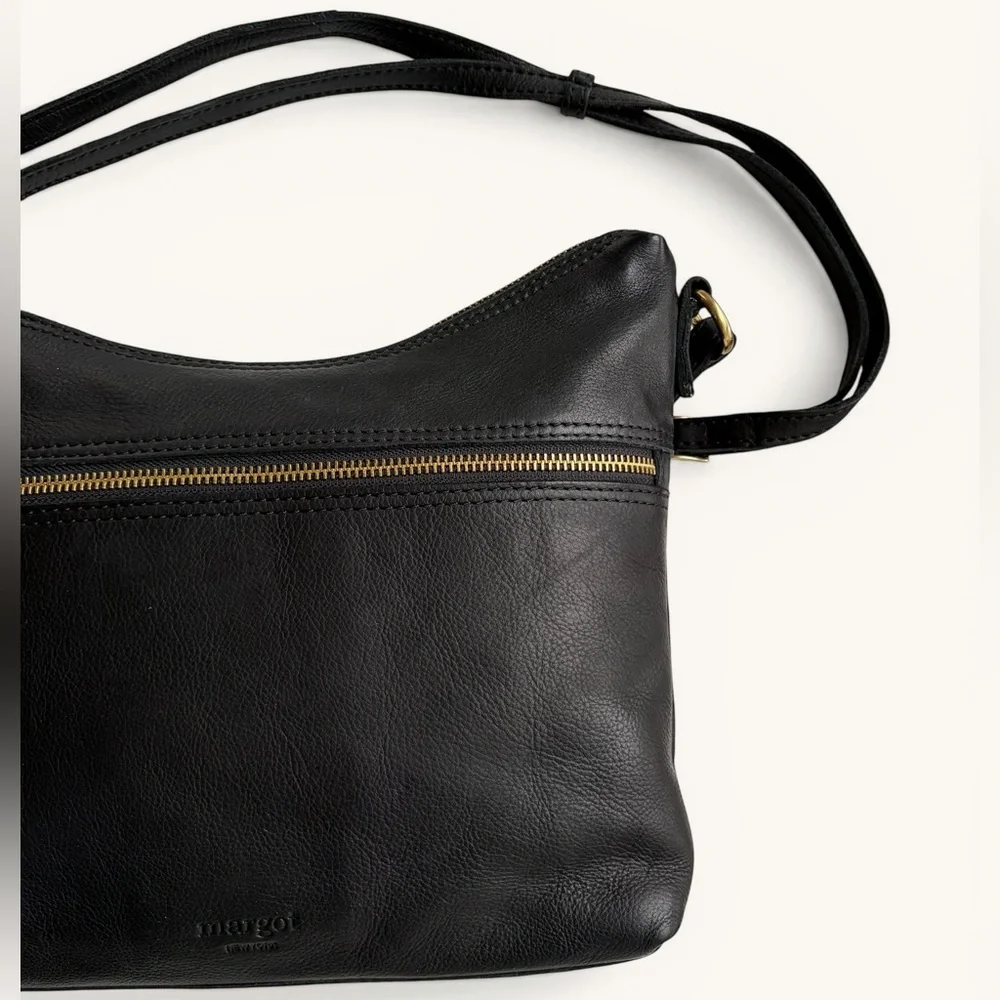 Classic Black Leather Shoulder Bag with Gold Hardware